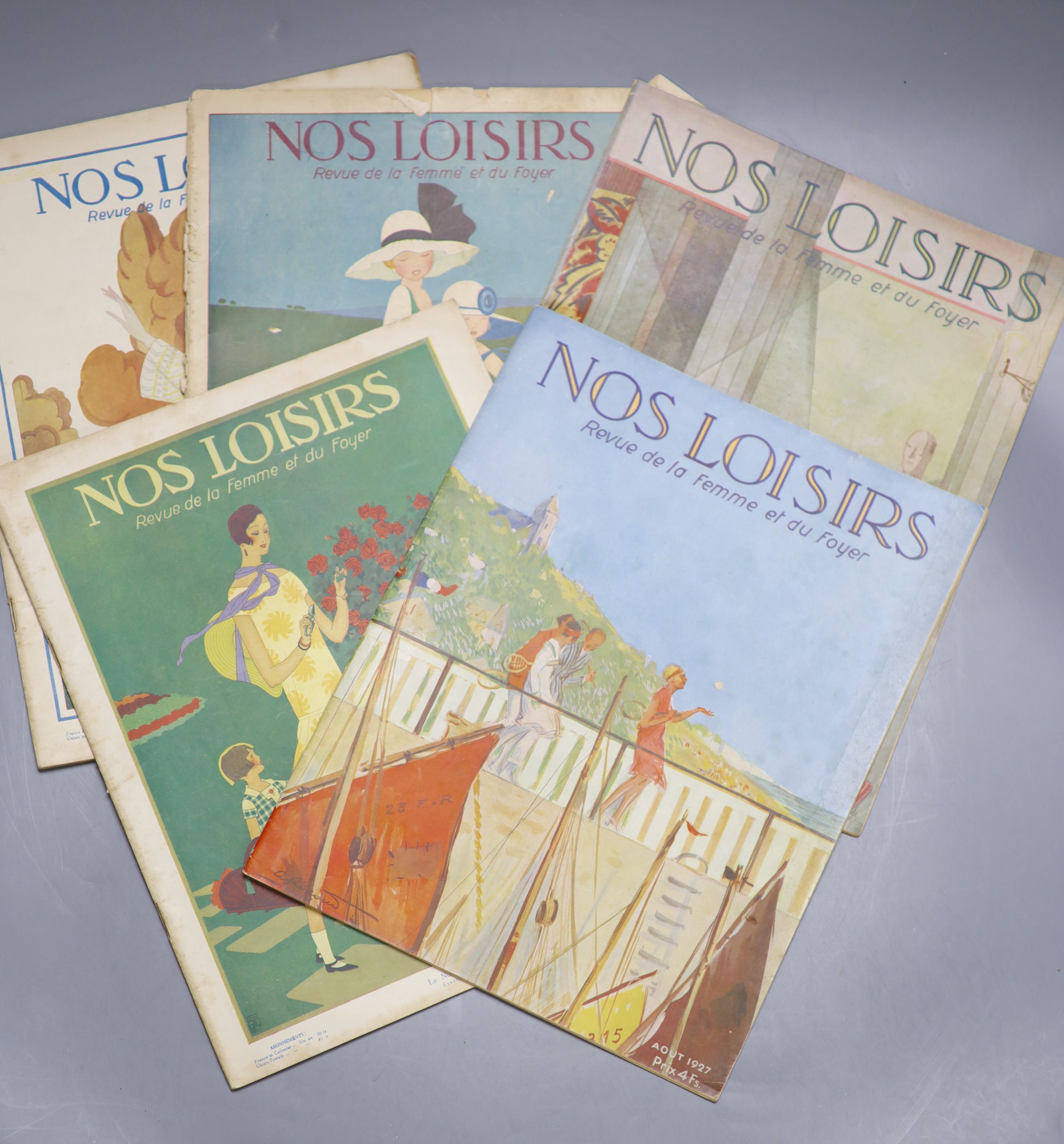 Five French illustrated magazines, Nos Loisirs, Revue de la Femme et du foyer , 1923/1925/1927